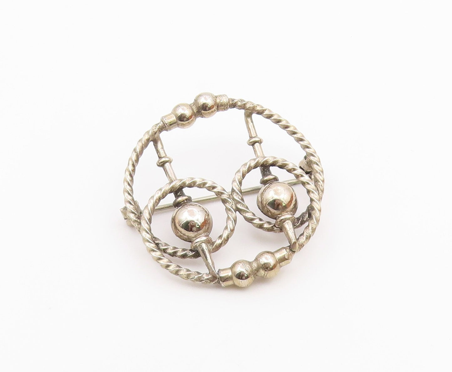 925 Sterling Silver  Vintage Shiny Open Twist Design Brooch Pin  BP7823