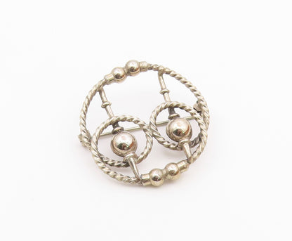 925 Sterling Silver  Vintage Shiny Open Twist Design Brooch Pin  BP7823