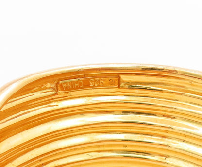 925 Sterling Silver Vintage Bracelet Gold Plated ROSS SIMON Ribbed Cuff  BT11834