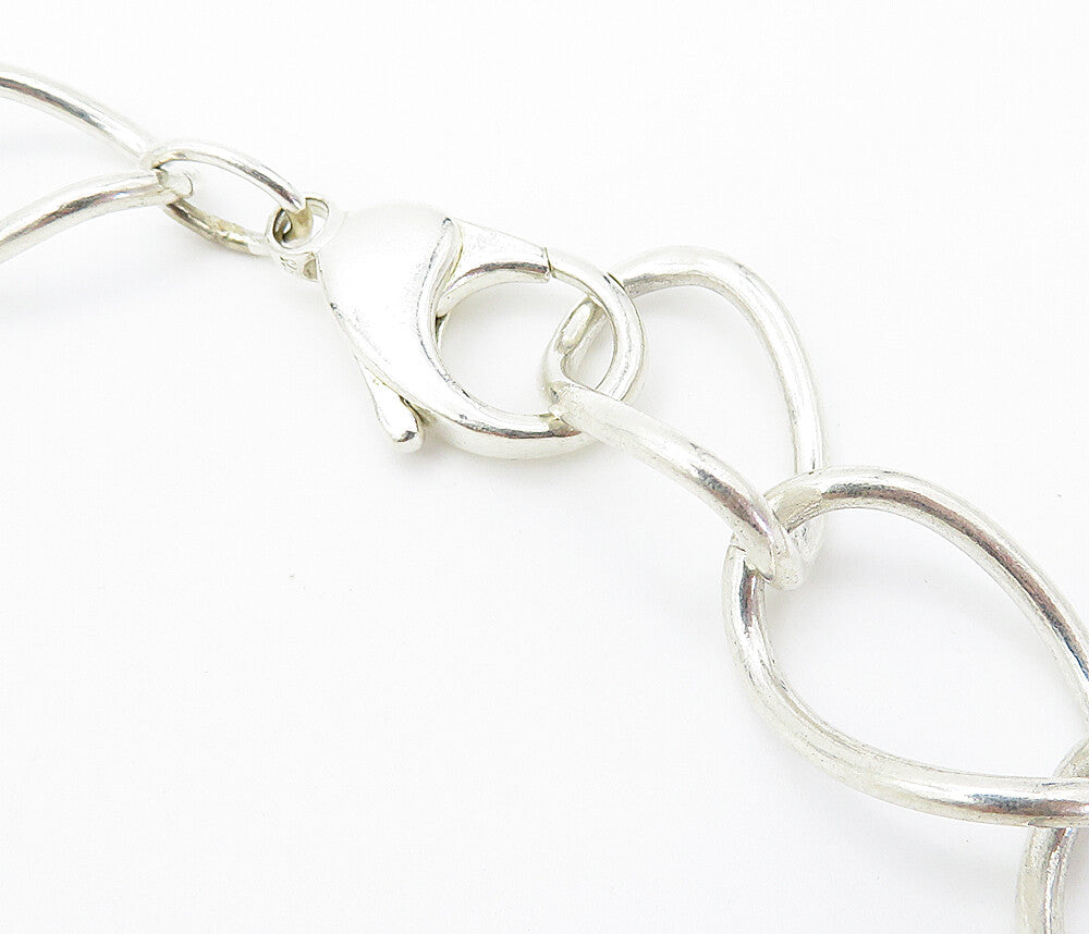 925 Sterling Silver  Shiny Minimalist Curved Oval Link Chain Necklace  NE1478