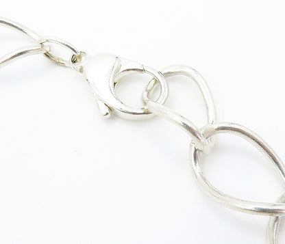 925 Sterling Silver  Shiny Minimalist Curved Oval Link Chain Necklace  NE1478