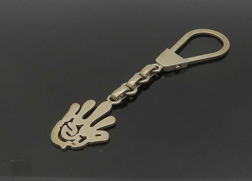 EUROPEAN 925 Sterling Silver  Vintage Shiny Smooth Hand Key Chain  TR2957
