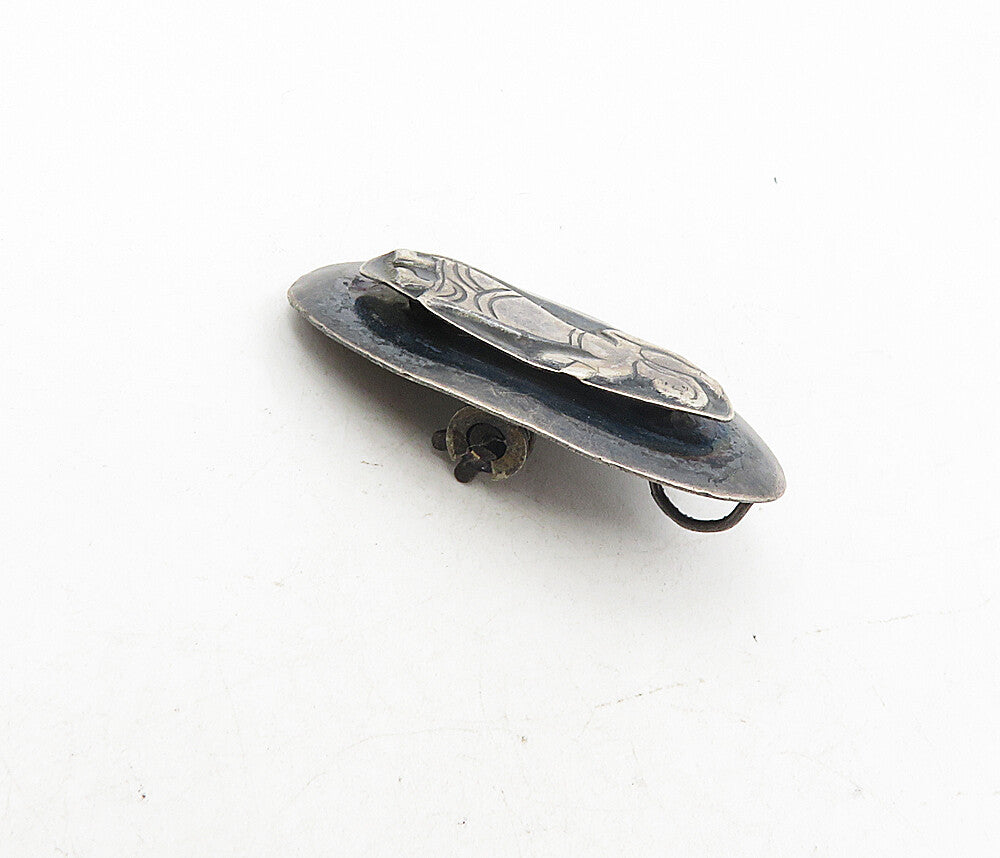 ISRAEL 925 Sterling Silver  Vintage Oxidized Woman Figure Brooch Pin  BP3393