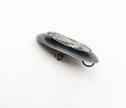 ISRAEL 925 Sterling Silver  Vintage Oxidized Woman Figure Brooch Pin  BP3393