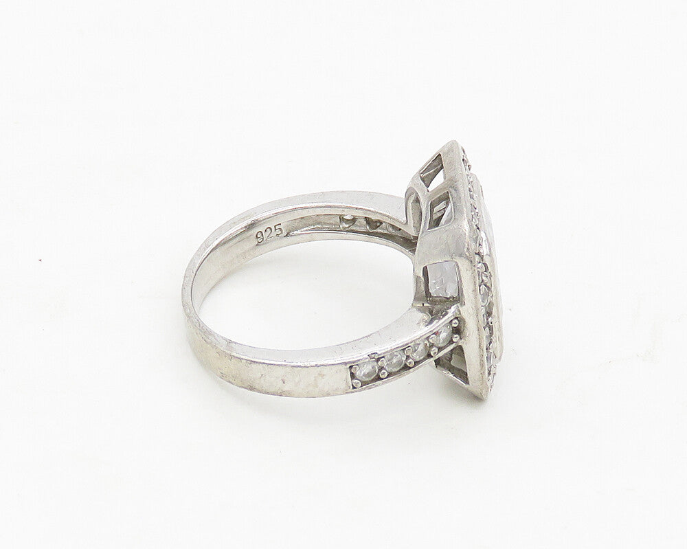 925 Sterling Silver  Sparkling Cubic Zirconia Square Band Ring Sz 5.5  RG17370