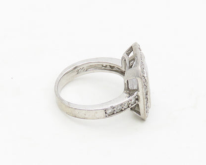 925 Sterling Silver  Sparkling Cubic Zirconia Square Band Ring Sz 5.5  RG17370