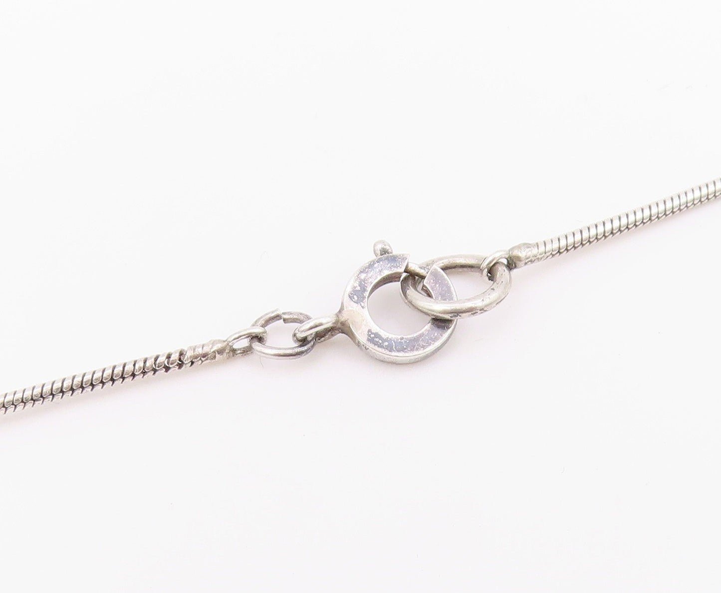 925 Sterling Silver  Vintage Topaz Bar Pendant Snake Chain Necklace  NE3660