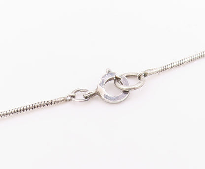 925 Sterling Silver  Vintage Topaz Bar Pendant Snake Chain Necklace  NE3660