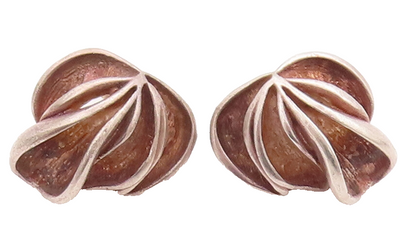 925 Sterling Silver Vintage Earrings Designer Modernist Puff Carved  EG12993