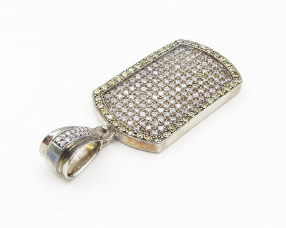 925 Sterling Silver  Vintage Cubic Zirconia Encrusted Cutout Pendant  PT8813