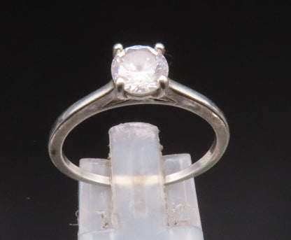 925 Sterling Silver  Vintage Minimalist Cubic Zirconia Ring Sz 8.5  RG25080