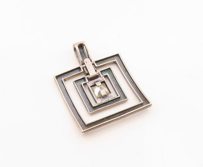 925 Sterling Silver  Vintage Graduated Square Cubic Zirconia Pendant  PT20436