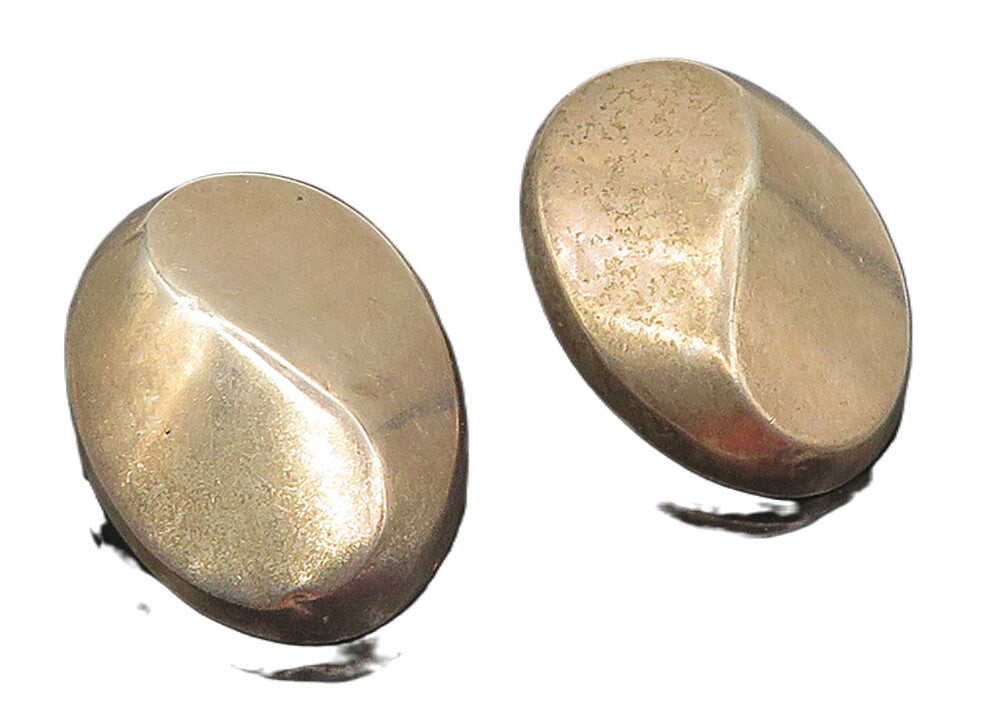 925 Sterling Silver  Vintage Dark Tone Hollow Oval Non Pierce Earrings  EG6070