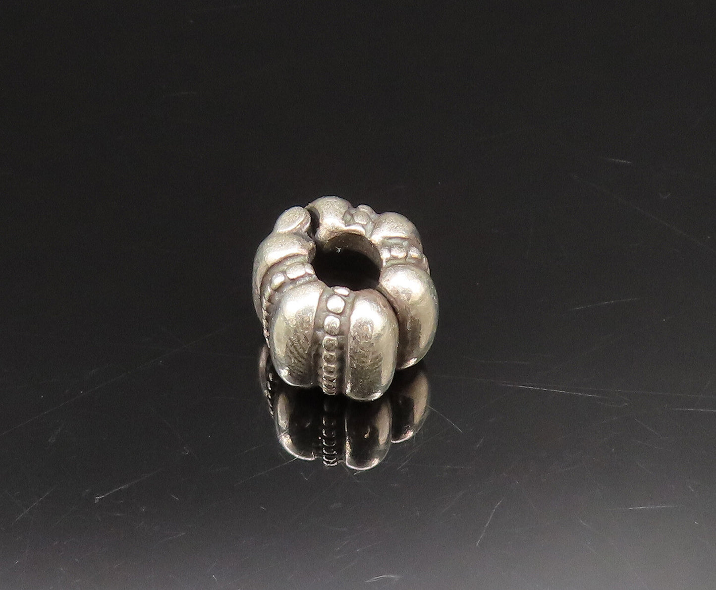 PANDORA 925 Silver  Vintage Beaded Ribbed Clip Charm Pendant (OPENS)  PT21248