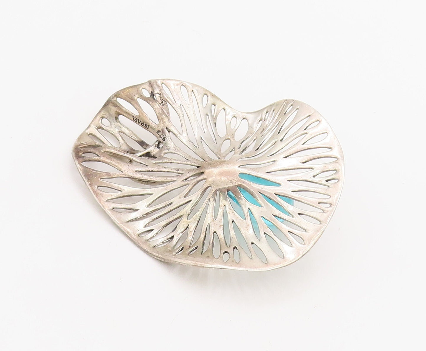 925 Sterling Silver Vintage Pendant HAGIT GORALI ISRAEL  CZ Drop Leaf  PT23547