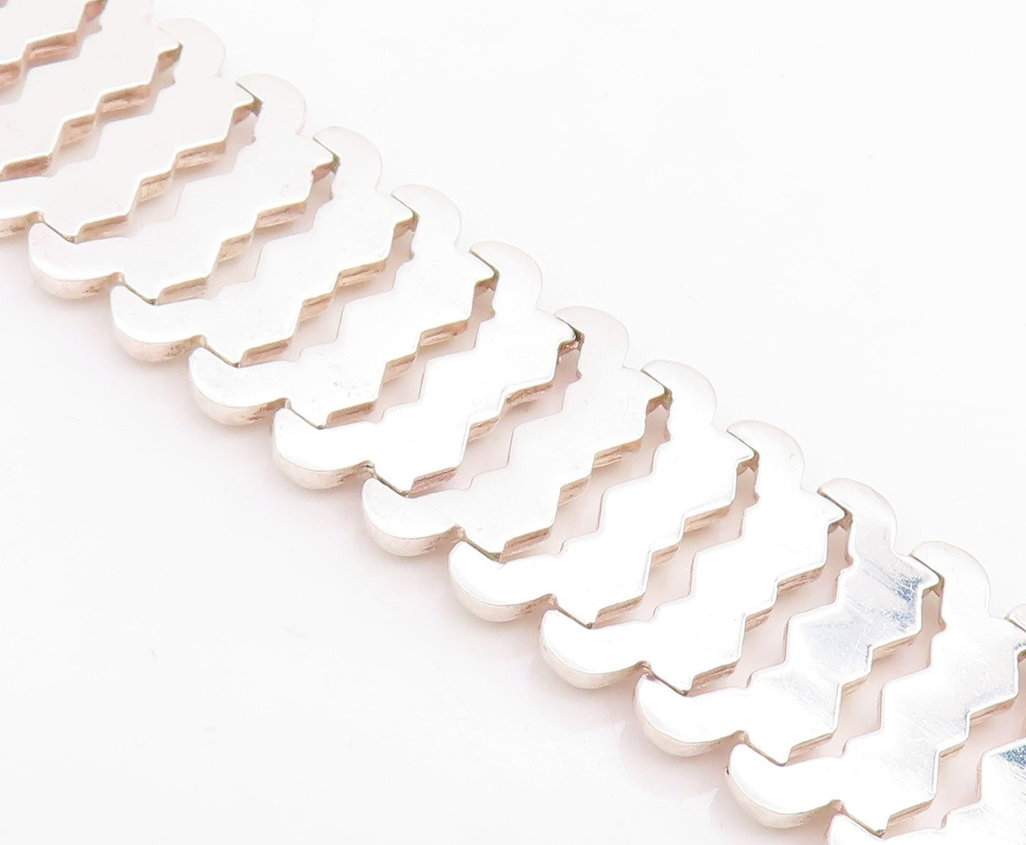 925 Sterling Silver Vintage Bracelet Classic Woven Geometric Ladder Link BT11822