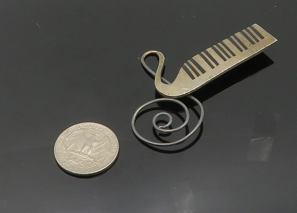 MEXICO 925 Sterling Silver Vintage Black Onyx Piano Keyboard Brooch Pin BP7960