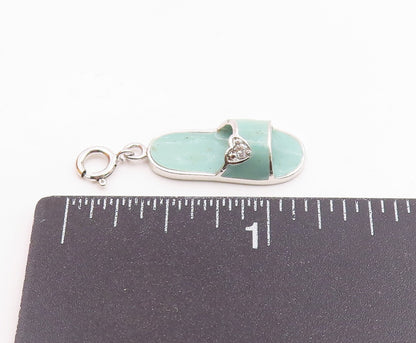925 Sterling Silver  Topaz Accented Enamel Coated Sandal Motif Pendant  PT8850