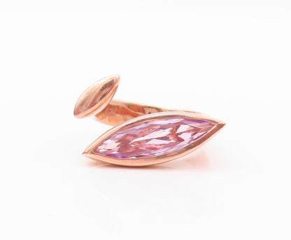 925 Sterling Silver Vintage Ring Rose Gold Plated Marquise Cut CZ  SZ 8  RG32211