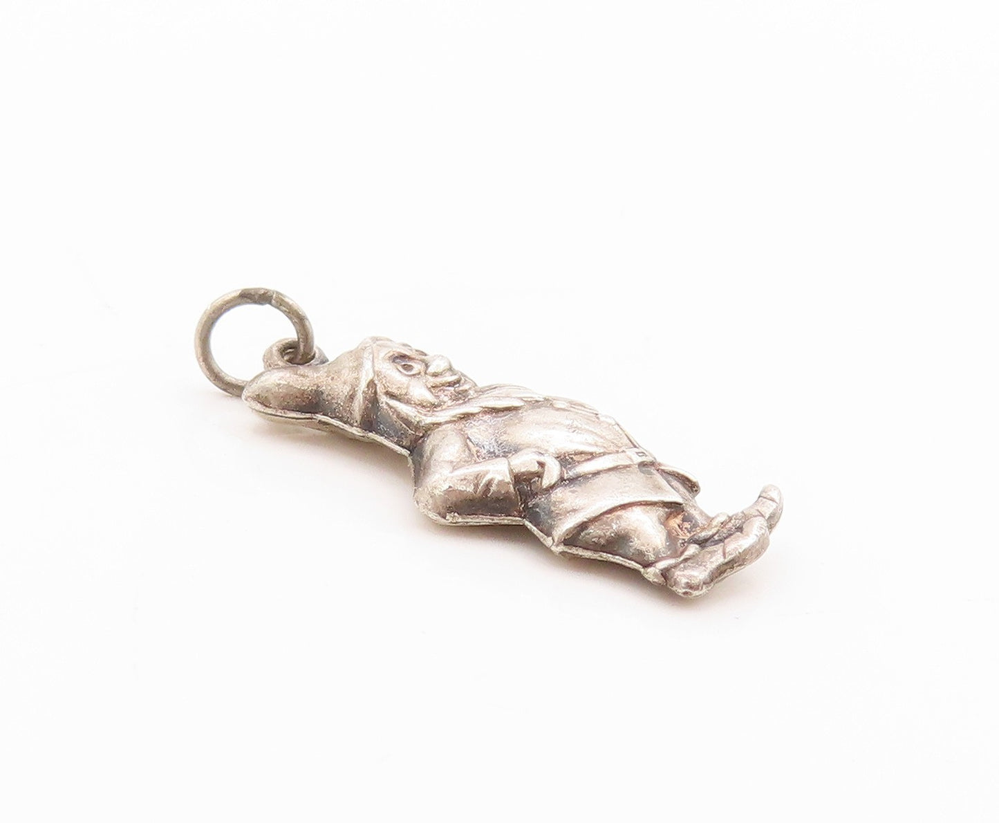 925 Sterling Silver Vintage Pendant 3D Fairy Tale Garden Gnome Charm  PT25127