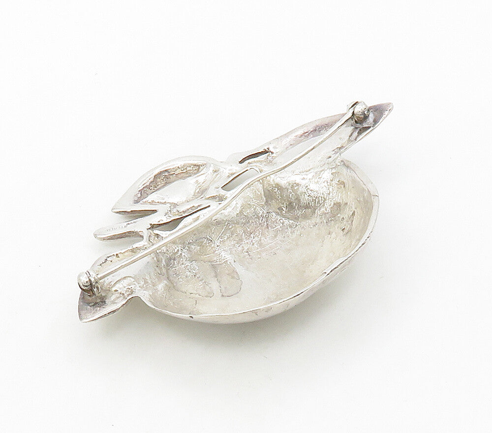 PARENTI 925 Sterling Silver  Vintage Shiny Apple Fruit Motif Brooch Pin BP6423