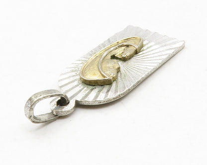 925 Sterling Silver  Vintage Antique Two Tone Person Praying Pendant  PT9941