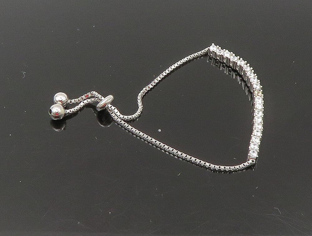 925 Silver  White Cubic Zirconia Adjustable Child Box Chain Bracelet  BT1058