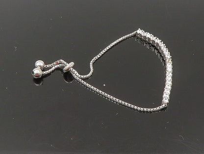925 Silver  White Cubic Zirconia Adjustable Child Box Chain Bracelet  BT1058