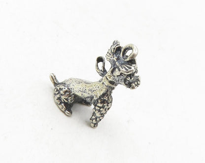 925 Sterling Silver  Vintage Oxidized Petite Sitting Dog Motif Pendant  PT7270