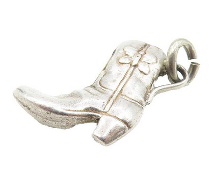 925 Sterling Silver  Vintage Petite Shiny Cowboy Boot Drop Pendant  PT7951