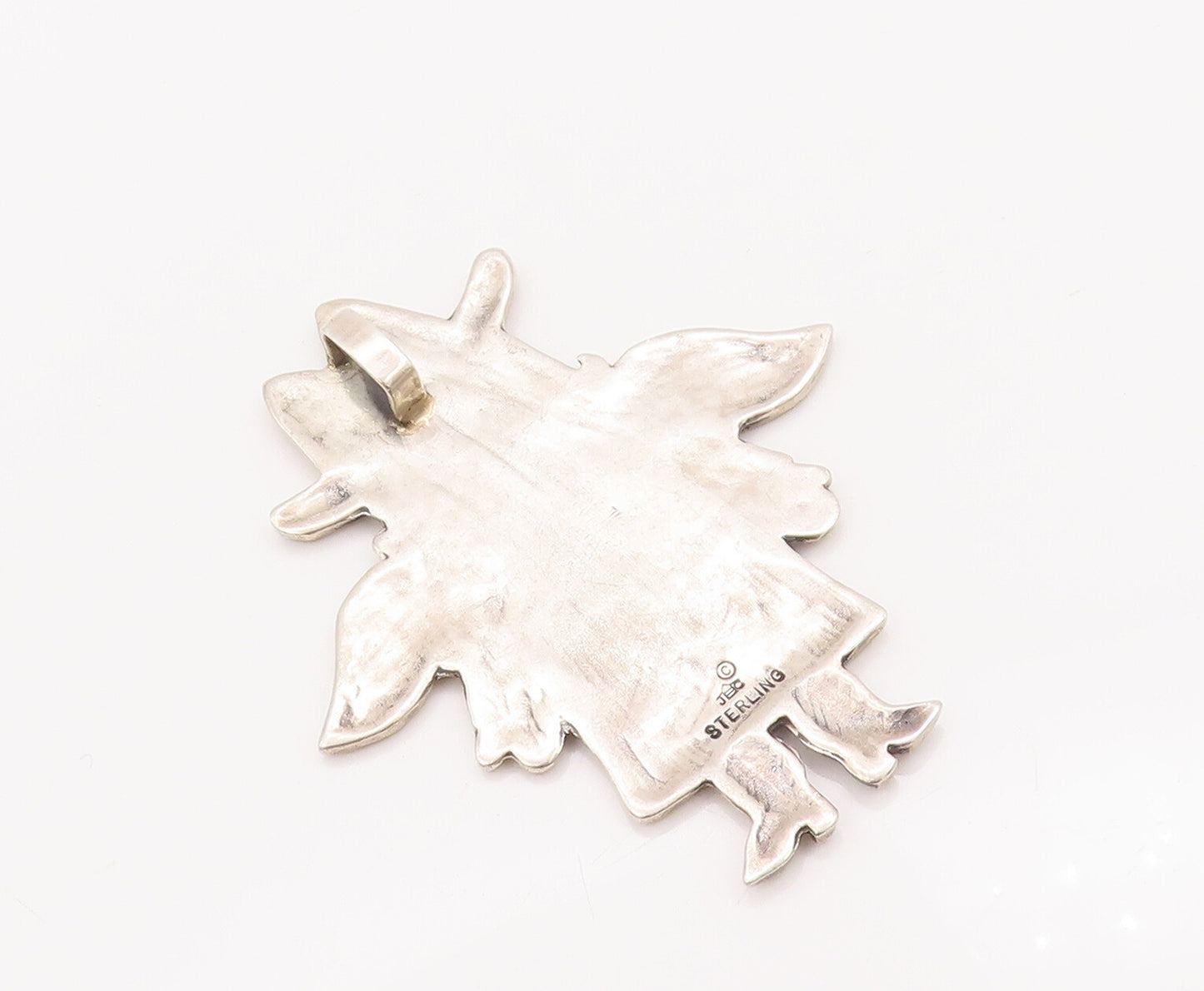 925 Sterling Silver Vintage Pendant JEEP COLLINS Carved Angle Fairy  PT23011