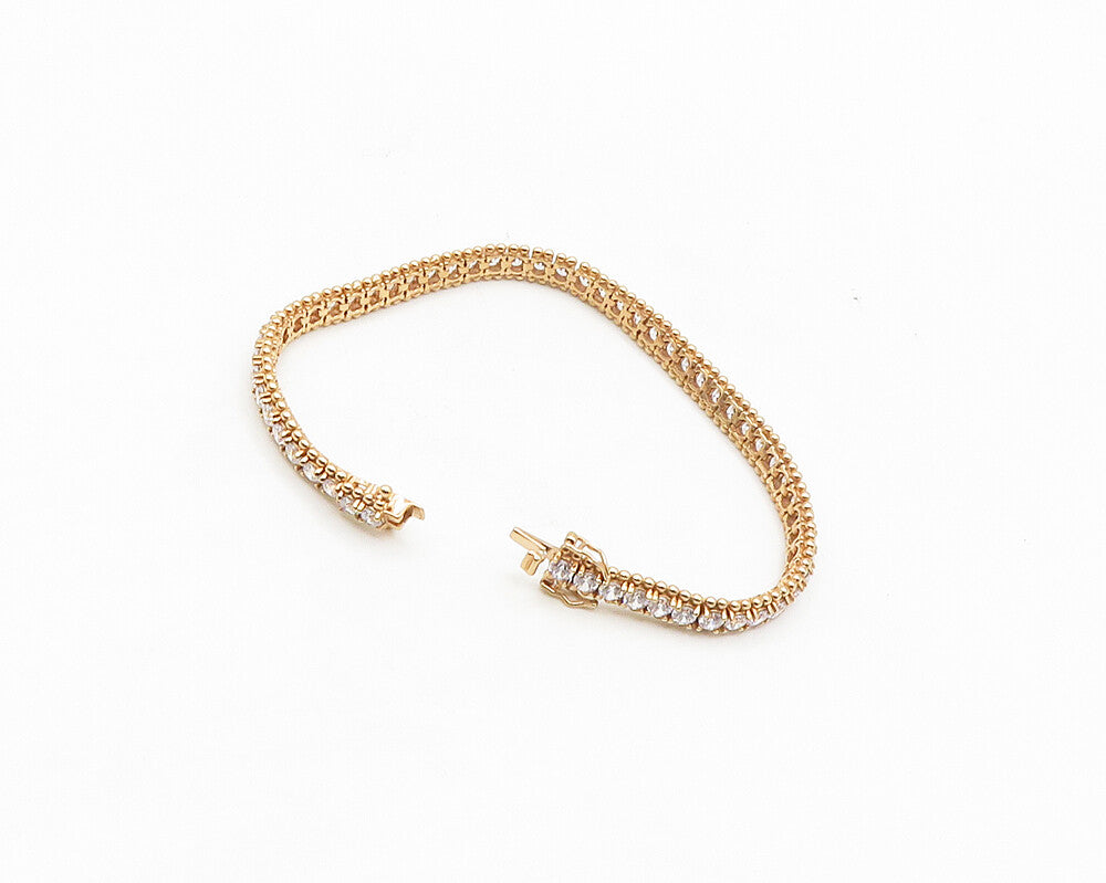 925 Sterling Silver  Cubic Zirconia Rose Gold Plated Chain Bracelet  BT7006
