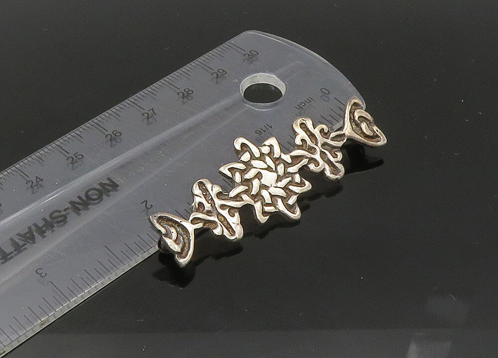 IRELAND 925 Sterling Silver  Vintage Celtic Knot Pattern Brooch Pin  BP8898