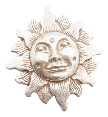 925 Sterling Silver Vintage Brooch Smiling Etched Sun  BP11740