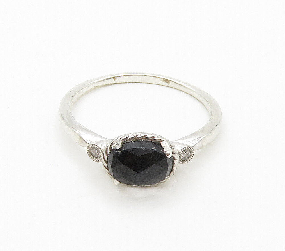 GABRIEL & CO. 925 Silver  Hematite & Genuine Diamonds Band Ring Sz 10  RG16109
