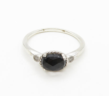 GABRIEL & CO. 925 Silver  Hematite & Genuine Diamonds Band Ring Sz 10  RG16109