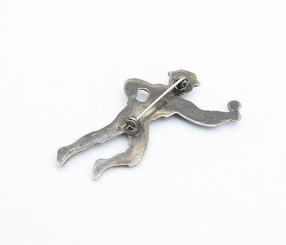 MEXICO 925 Sterling Silver  Vintage Antique Dancing Man Brooch Pin  BP1175