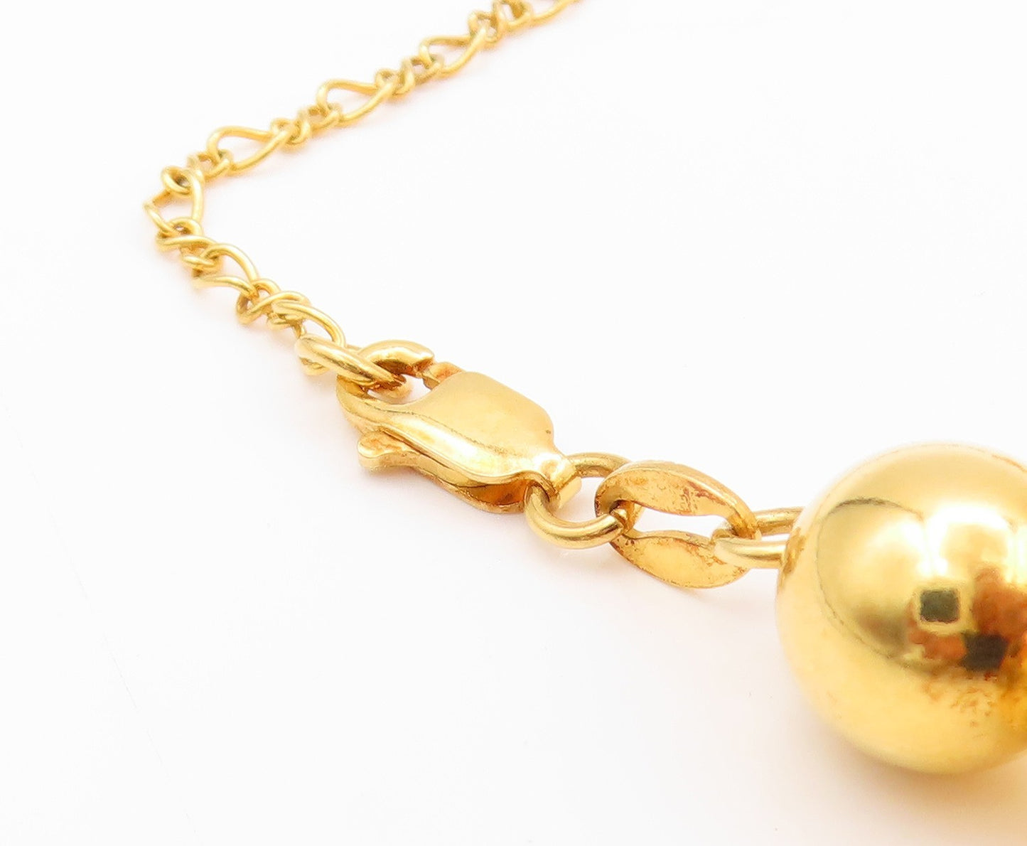 925 Sterling Silver Vintage Necklace Gold Plated Bead Chain NE4547