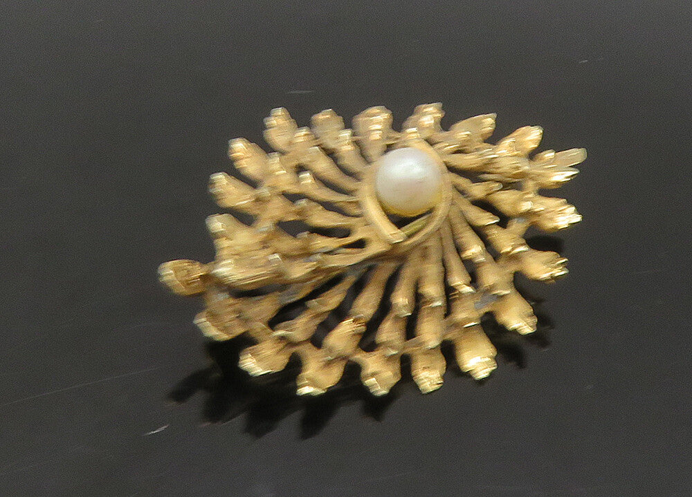 DANECRAFT 925 Sterling Silver  Vintage Petite Pearl Floral Brooch Pin  BP9009
