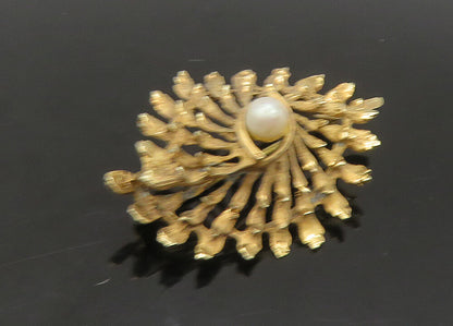 DANECRAFT 925 Sterling Silver  Vintage Petite Pearl Floral Brooch Pin  BP9009