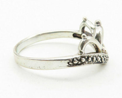 925 Sterling Silver  Vintage Shiny Royal Crown Design Band Ring Sz 9  RG11619