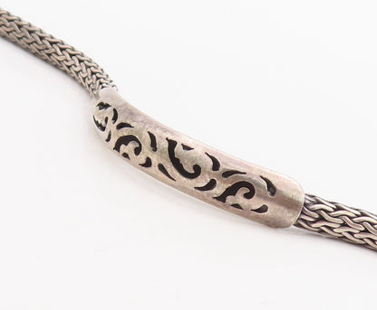925 Sterling Silver Vintage Bracelet Solid Cutout Designs Breaded Band  BT10678