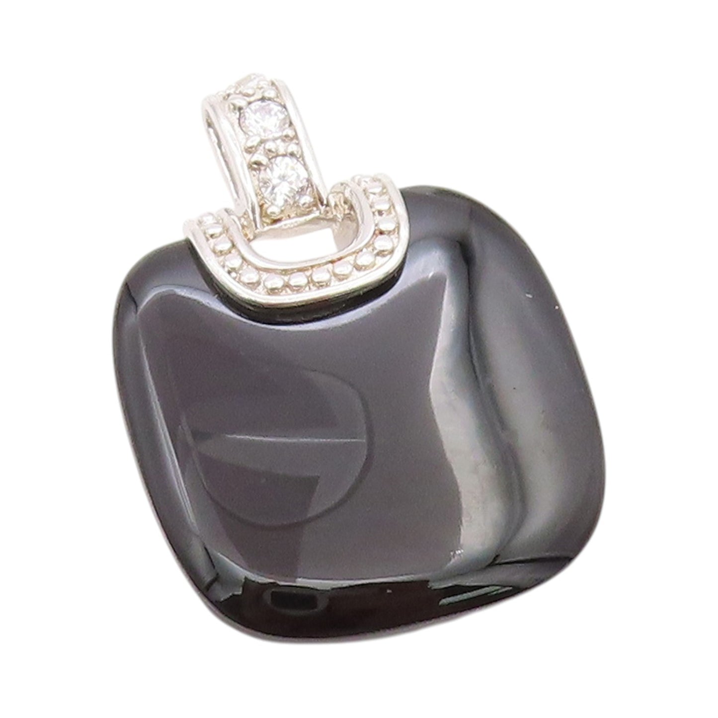 925 Sterling Silver Vintage Pendant Hand Bag Design Cabochon Onyx  PT24559