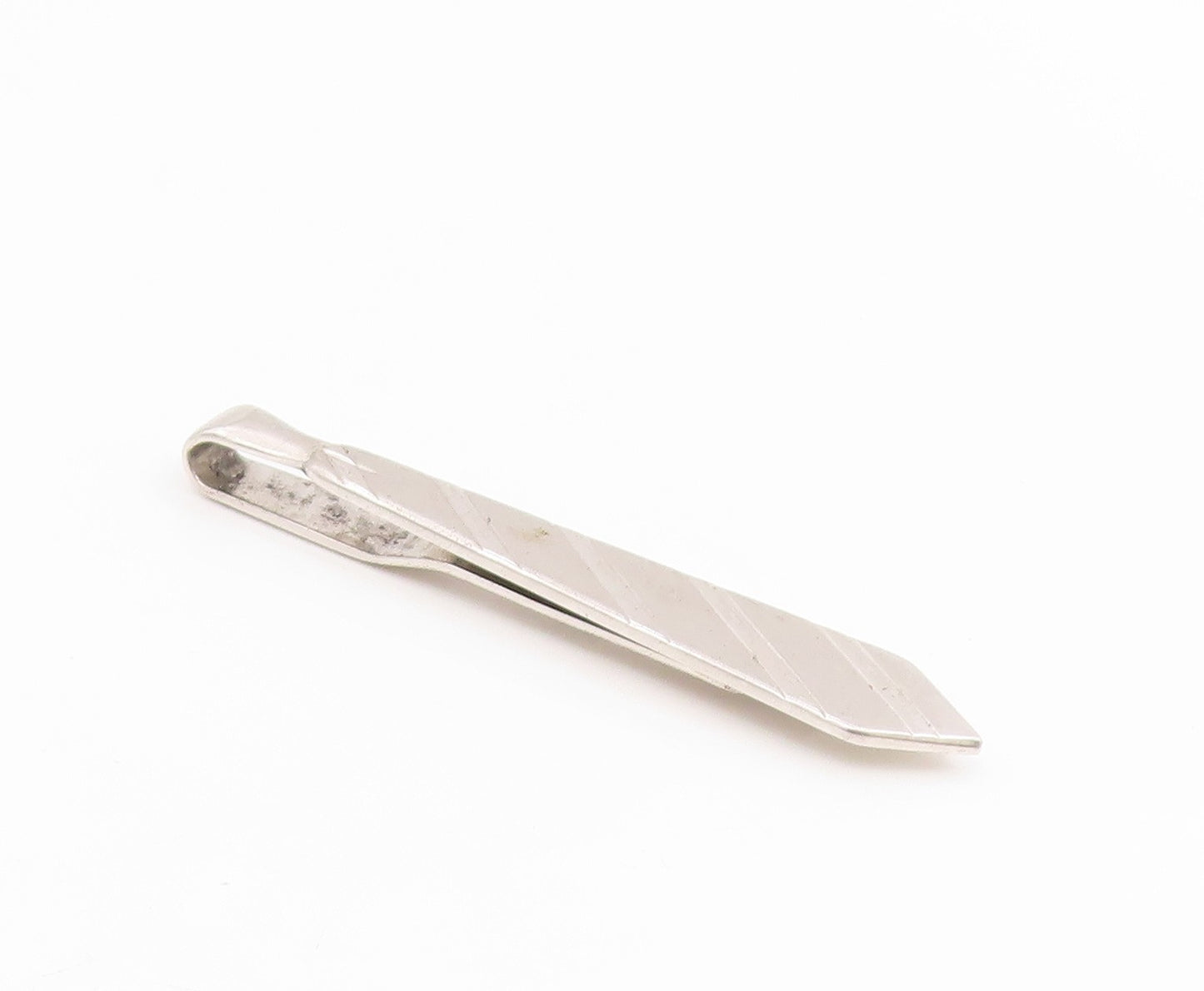 925 Sterling Silver Vintage Tie Clip MAULEIGH Classic Striped Formal Tie  TR4157