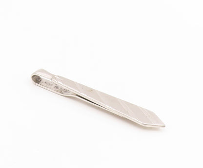 925 Sterling Silver Vintage Tie Clip MAULEIGH Classic Striped Formal Tie  TR4157