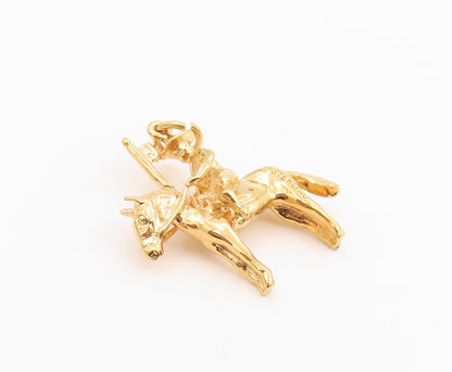 925 Sterling Silver Vintage Pendant Gold Plated Cavalry Soldier On Horse PT26071