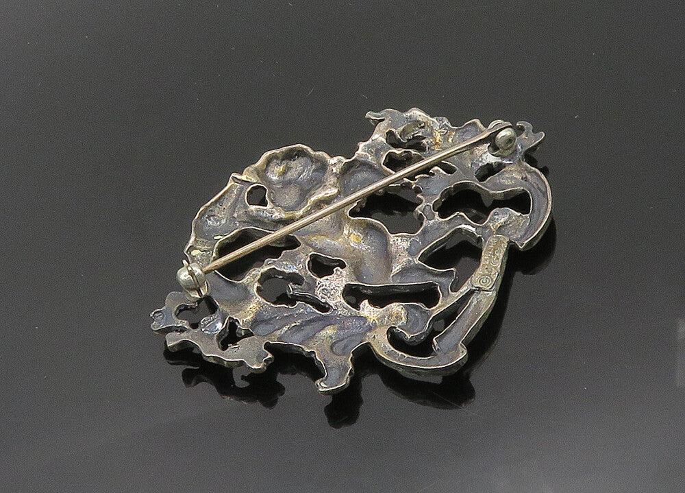 CINI 925 Sterling Silver  Vintage Antique Aquarius Zodiac Brooch Pin  BP8017