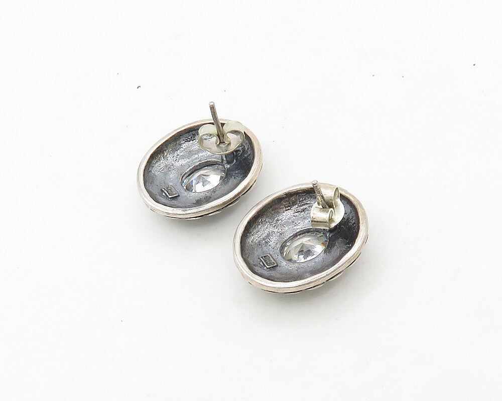 925 Sterling Silver  Vintage Cubic Zirconia Pretzel Swirl Drop Earrings EG9725