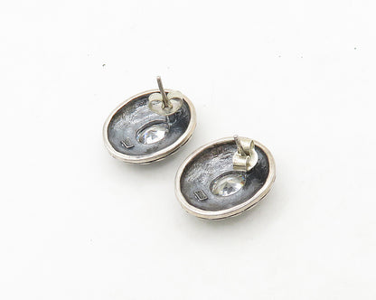 925 Sterling Silver  Vintage Cubic Zirconia Pretzel Swirl Drop Earrings EG9725