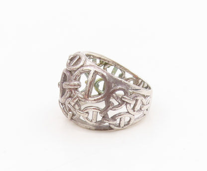 925 Sterling Silver Vintage Ring Anchor Chain Open Cutout Dome  Sz 6.5  RG34341
